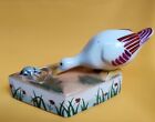 Henri Delcourt French Porcelain Art Deco Liane Inkwell Goose Eating Beetle