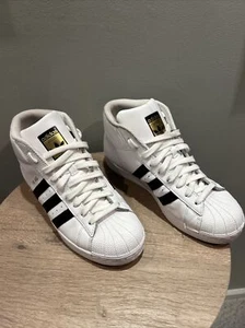 Adidas Pro Model J S85962 Youth Size 6.5 Unisex White Black Gold Sneakers - Picture 1 of 11