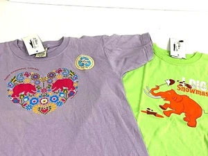 Set of 2 Girls TShirts NWT Sz XL 14-16/Womens S Purple Heart Bear,Green Mammoth  - Picture 1 of 9