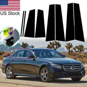 8pcs Black Pillar Posts Window Door Protector Cover Trim For 16-20 Mercedes E300 - Picture 1 of 7