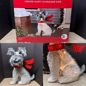 Ashland Navidad Iluminado Esponjoso Schnauzer Perro 24" con Caja - ¡Funciona! - Imagen 1 de 17