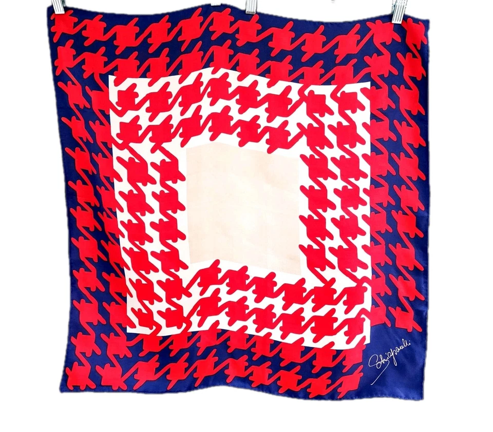 Винтажный Schiaparelli шелковый шарф красный белый синий геометрический Roulottage MCM Couture  - Изображение 1 из 4