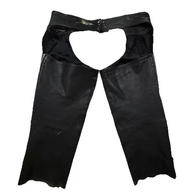 River Road Leather Motorcycle Chaps Mens 3XL Black Biker Riding Gear Zip - Image 1 of 4