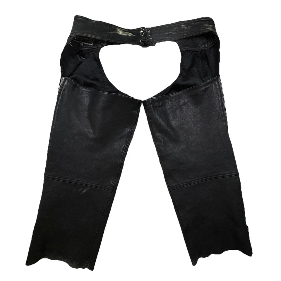 Gorras de cuero River Road para motocicleta para hombre 3XL negras equipo de conducción de motociclista cremallera Foto 1 de 4