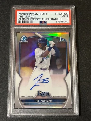 2023 Bowman Draft TRE' MORGAN 1st Chrome Auto Refractor /499 PSA 9 Mint Rays - Image 1 of 2