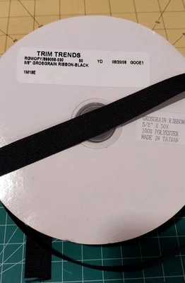 grosgrain ribbon 5/8" 50 yard spool Black New Old Stock - Image 1 of 2
