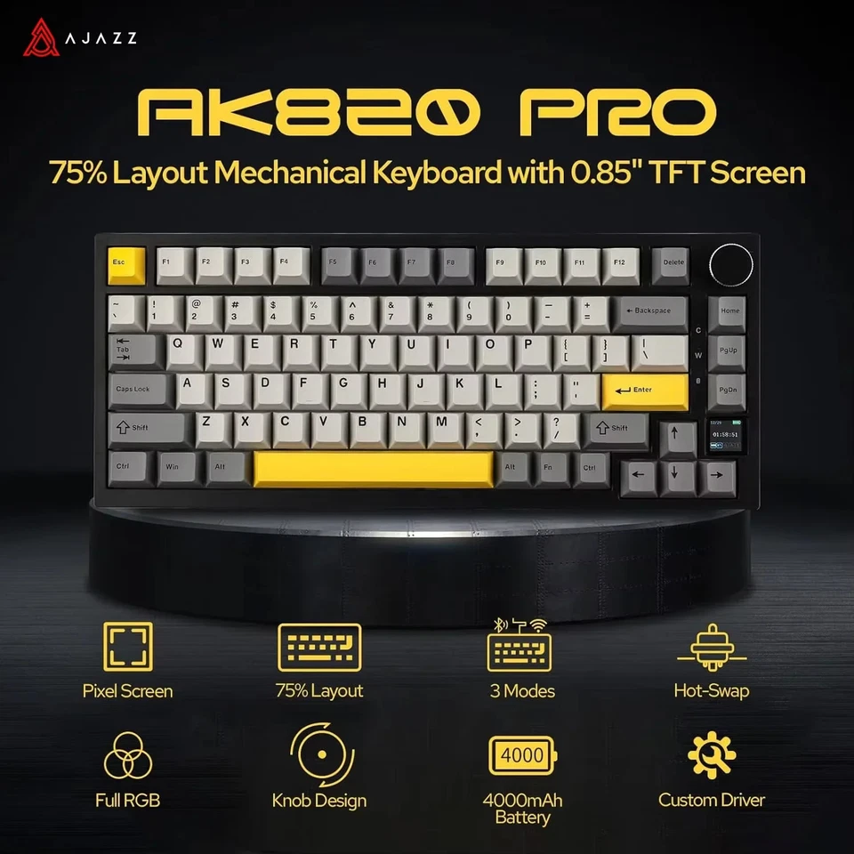 Ak820/Ak820Pro Gaming Mechanical Keyboard Bluetooth 5.1/Wireless/C-Wired Customi - Image 1 of 4