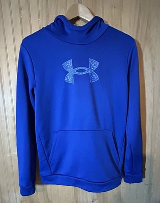 Under Armour мальчиков XL толстовка с капюшоном синий пуловер толстовка кенгуру мешок - Изображение 1 из 4