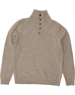 LANDS END Mens Button Neck Jumper Sweater Large Grey AF03 - Image 1 of 3