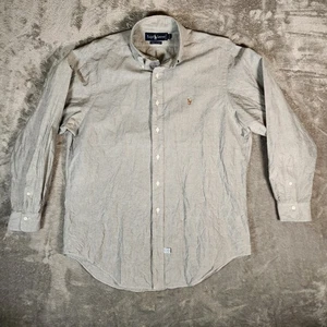 Polo Ralph Lauren uomo 16 1/2-34 grande abito camicia manica lunga grigio carne pony - Foto 1 di 9