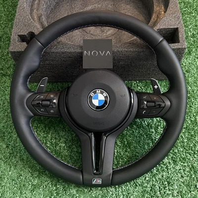 BMW Steering Wheel w/ Gloss Black Trim & Paddle Shifters - F30 F32 F80 F82 M3 M4 - Image 1 of 4