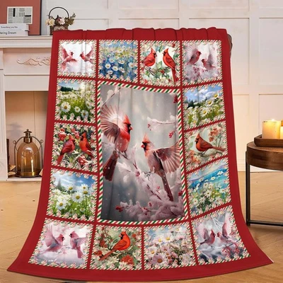 Кардинальное одеяло красные птицы плед подарки для женщин мужчин мальчиков девочек детей... - Изображение 1 из 4