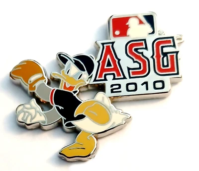 Disney Pins RARE RETIRED Donald Duck Pitching Pin 2010 ALL STAR GAME MLB ASG PIN - Image 1 of 4