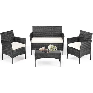 Patio Furniture Set 4 Pieces, Outdoor Wicker Furniture with Coffee Table, Mod... - Picture 1 of 7