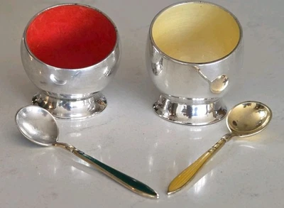 Splendidi sali e cucchiai scandinavi vintage in argento sterling di David Anderson - Immagine 1 di 4