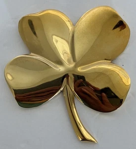 Four Leaf Clover 24K Gold Electro Plate On Brass 4" x 4.5" Vintage Beautiful - Picture 1 of 8