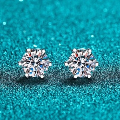 1ct Earrings White Gold Diamond Test Pass Lab-Created VVS1/D/Excellent - Image 1 of 4