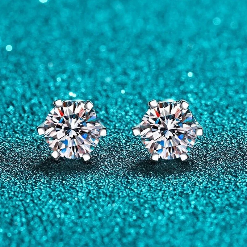 1ct Earrings White Gold Diamond Test Pass Lab-Created VVS1/D/Excellent - Image 1 of 4