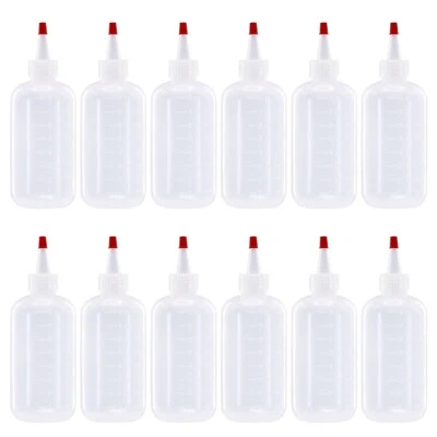 Paquete de 12 botellas exprimibles redondas Boston de plástico de 8 oz (240 ml) + tapas Yorker LDPE Foto 1 de 3