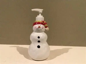 Holiday Home White Ceramic Snowman Soap Dispenser Empty - Picture 1 of 4