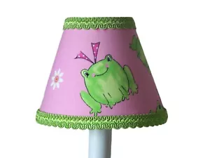 Pink & Lime Girl Frog Daisy Chandelier Shade, 5" Mini Lamp Sconce Shade, Green - Picture 1 of 1