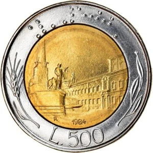 Italy Coin 500 Lire | Piazza del Quirinale | Rome | Plants | 1982 - 2001 - Picture 1 of 12