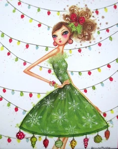 Papyrus Bella Pilar Mädchen mit Lichtern Weihnachten Urlaub Notizkarte Grußkarte - Bild 1 von 2