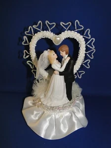 New Elegant Bride & Groom, Braided white decor Heart Arch & Wedding CakeTop #145 - Picture 1 of 8