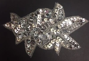 5" METALLIC SILVER SEQUIN APPLIQUES LOT OF 6 - Picture 1 of 1