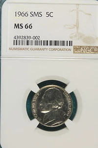 1966 NGC SMS MS66 JEFFERSON NICKEL!! #A6490 - Picture 1 of 2