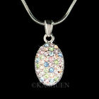 Pastell Oval Ei  Ellipse Mit Swarovski Kristall Rebirth Fruchtbarkeit Halskette