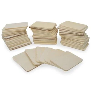50 Unfinished Wooden Shapes Craft Cutouts DIY Unpainted Plaques 2.25 Inches - Picture 1 of 2