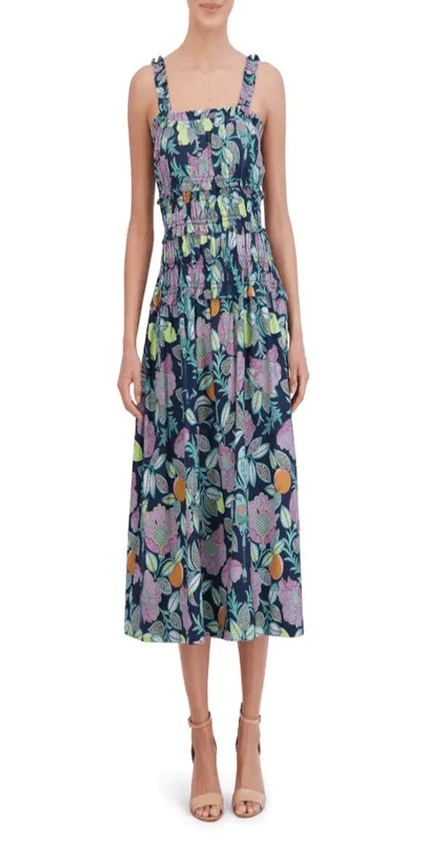Eliza J Womens Multicolor Floral Sleeveless Cotton Smocked Midi Sundress Size 10 - Image 1 of 4