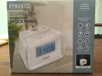 NIB Homedics Sound Spa Prjection Clock White - Image 1 of 4