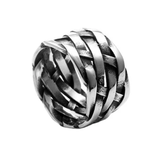 Vintage Tribal Weave Wedding Band Stainless Steel Unisex Retro Ring Size 7-13 - Picture 1 of 2