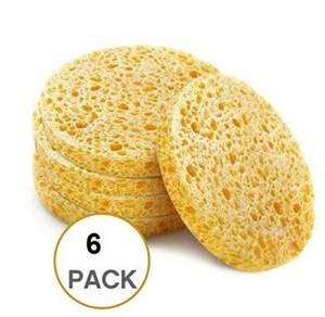 6 x Spugna Cellulosa Naturale Pulizia Viso Pelle Esfoliante Clean Pad Remover  - Foto 1 di 6