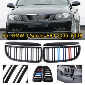 M Color Front Kidney Grille Grill For BMW E90 E91 2005-2008 325i 328i Dual Slat - Picture 1 of 7