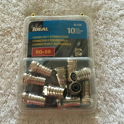Ideal 85-036 Coax Cable F Connector RG-59 Qty 10 to a Pack - Image 1 of 3