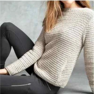 Athleta Chill Merino Wool Sweater in Tan/Grey Size Small - Picture 1 of 7