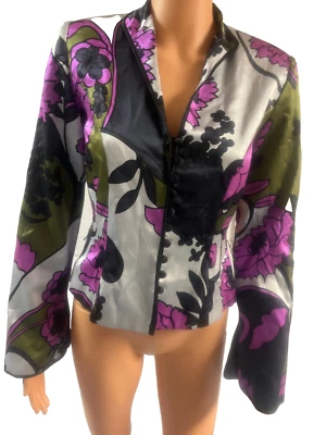 NWT Woman's Printed Silk Short Dressy Jacket from JS Collections Size 4 - Image 1 of 4