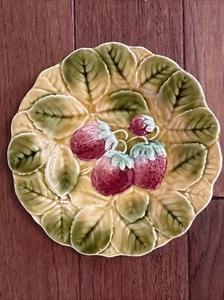 Majolika Erdbeere Obst gelb Maß Teller 7,5" - Bild 1 von 4