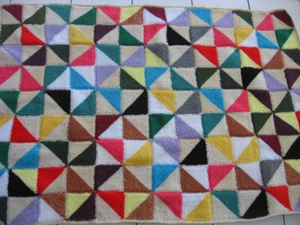 Homemade NEW Knitted Afghan /Throw 41"X62" Patchwork 'Pinwheel ' Design - Picture 1 of 5