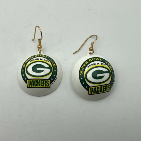 1997 Super Bowl XXXI Green Bay Packers Pierced Earrings Pair NFL Vintage  R4 Cover