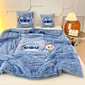 Stitch Kuromi Melody Thick Plush 2 in1 Foldable Throw Blanket Pillow Winter - Picture 1 of 16