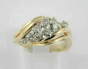 2 Ct Round Cut Simulated Cluster Engagement Ring 14K Yellow Gold Plated - Picture 1 of 4