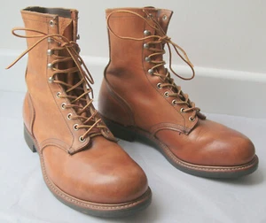Vintage Red Wing 9” Logger Boots Tan Leather Like 947 Approx UK 10.5 11 Feather - Picture 1 of 24
