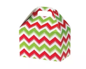BULK LOT of 54 - Christmas Red Green Chevron Gable Boxes Large Gift Boxes Party - Picture 1 of 1