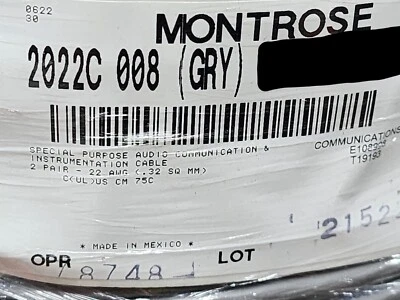 Montrose 2022C 22/2P Individual Shielded Pair Control Cable = Belden 8723 /50ft - Image 1 of 4