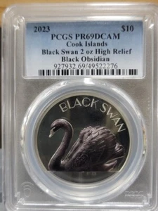 Cook 2023 Black Swan Obsidian Silver Coin PCGS 69 - Picture 1 of 5