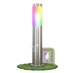 BOSEA-B Edelstahl Wegeleuchte mit Bewegungsmelder IP44 inkl. Smart LED E27 RGBW - Bild 1 von 9